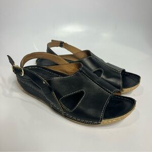 Lasocki black leather sandals women’s size 39 boho classy cottagecore‎